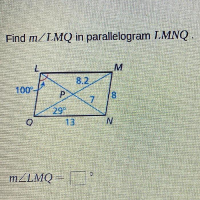 Parallelogram angles alongside