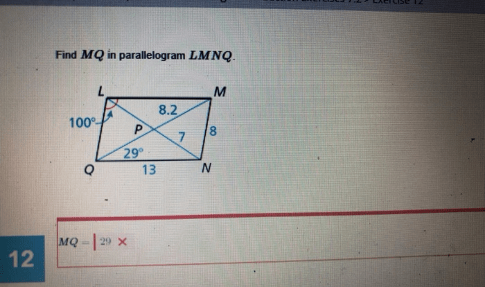 Find mq in parallelogram lmnq