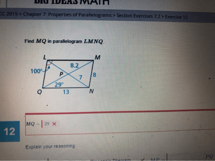 Find mq in parallelogram lmnq