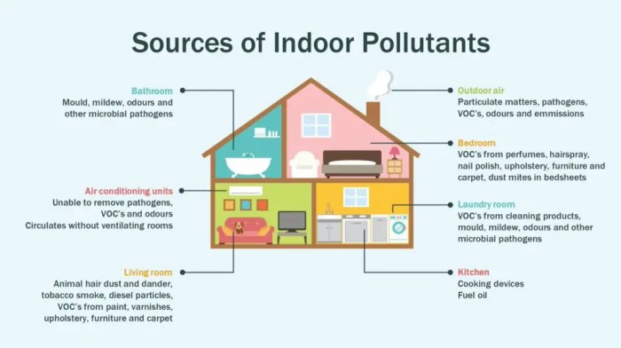 Which correctly pairs an indoor pollutant with its source