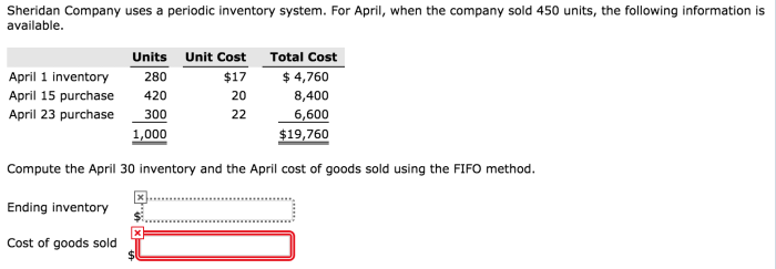 Sheridan company uses a periodic inventory system